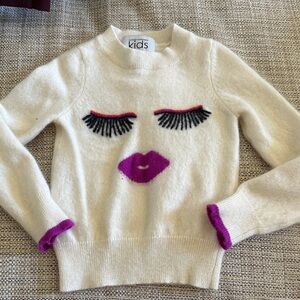 Cashmere Kids Cream Sweater with Face Design